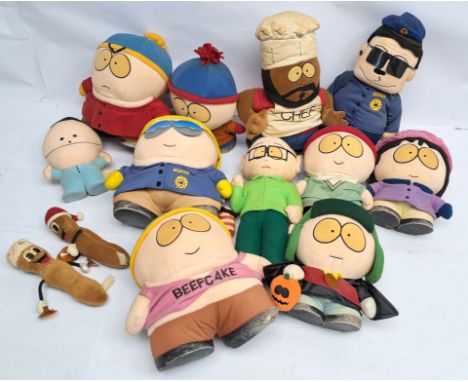 Assortment of Comedy Central South Park vintage Plush. Including Mr Hankey, Officer Barbrady, Cartman, Wendy, Stan, Kyle, Mr.