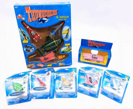 Thunderbirds vehicle group including: Corgi Fab 1; Carlton Vivid Imaginations Thunderbirds 6 Vehicle Super Set; FEVA Thunderb