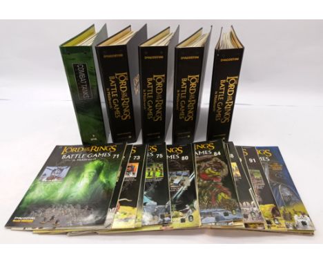 Games Workshop, Deagostini, Quantity of The Lord Of The Rings Battle Games In Middle Earth magazines, binders full, 1-91, unc
