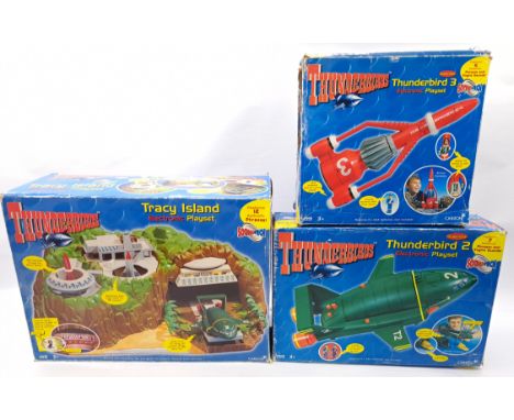 Carlton, Vivid Imagination Thunderbirds Electronic Playset trio including: Tracy Island, Thunderbird 2, Thunderbird 3, unchec