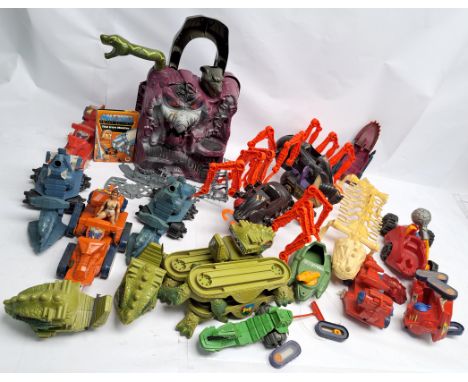 Assortment of Mattel Masters of the Universe vintage vehicles &amp; playsets incomplete or damaged (for spares) inc Snake Mou