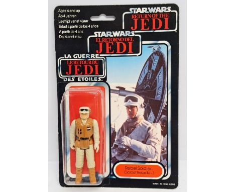 Palitoy Star Wars vintage Rebel Soldier (Soldat Rebelle) Trilogo ROTJ 70B clear crushed bubble on Good to excellent cardback