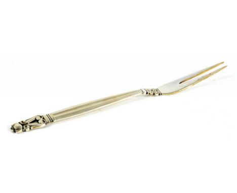 A GEORG JENSEN SILVER FORK, ACORN PATTERN, MAKER'S MARK, BOXED, 15DWTS