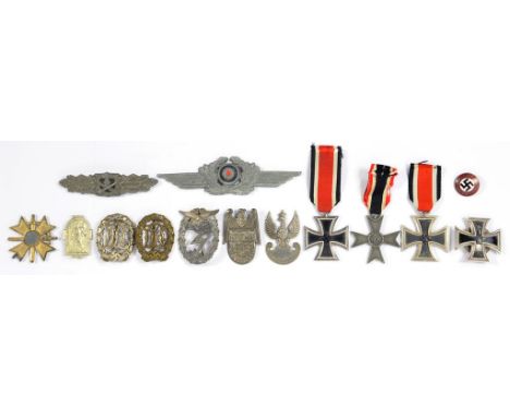 GERMANY, THIRD REICH AND GARLIER  DECORATIONS AND BADGES, COMPRISING (1914) IRON CROSS, 1ST CLASS, MARKED 800 IRON CROSS, 2ND