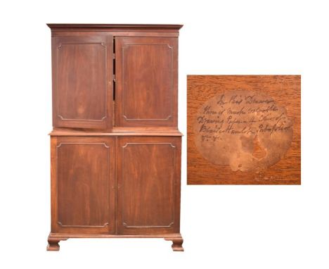 George III mahogany linen press, reputedly once belonging to Humphrey Repton, the architect of Blaise House & Hamlet, Bristol