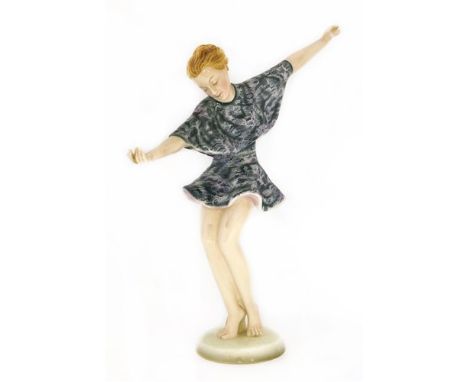 A Goldscheider figure of a dancer, no. 8713, stamped and printed marks, with 'L. Ostermayr Nürnberg', 42.5cm high Provenance: