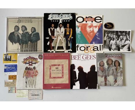 BEE GEES MEMORABILIA INC TICKET STUBS. Super collection of Bee Gees memorabilia to include: ticket stubs, belt buckle, a phot