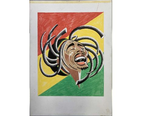 BOB MARLEY RECORD MIRROR COVER ORIGINAL ARTWORK - BUSH HOLLYHEAD. Collection of work from the studio of Bush Hollyhead, an ac