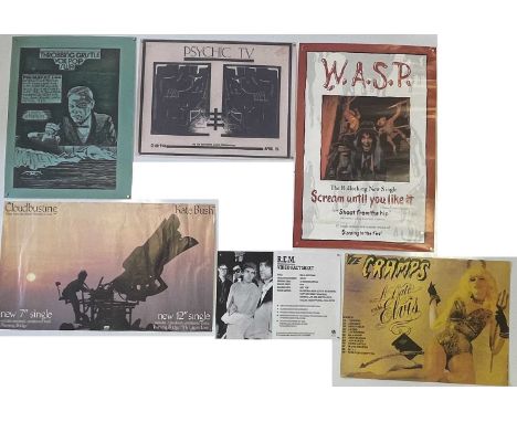 ROCK AND POP POSTERS. 13 assorted poster designs to include a number of reproduction poster cards. Sizes and condition to var