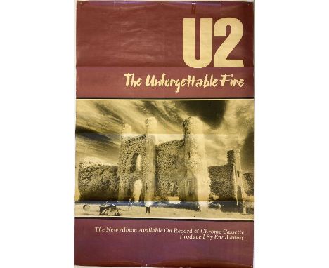U2 POSTERS. Two posters: a 40 x 60" 'Unforgettable Fire' subway poster, a smaller tour/promo poster (47.6 x 68cm).