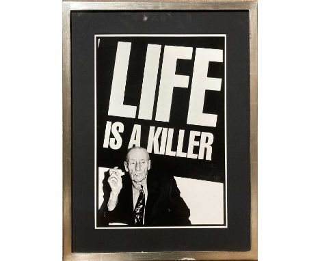 WILLIAM BURROUGHS - LIFE IS A KILLER POSTER. A mounted and framed poster, possibly issued circa 2014 in conjunction with an e