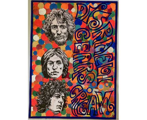 CREAM HAND PAINTED POSTER. A hand-painted poster design, signed by artist John Judkins. 22 x 30".