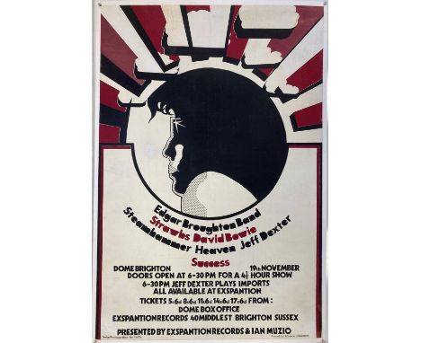 An original poster advertising a concert at Brighton Dome with David Bowie, Edgar Broughton Band, Strawbs and more on 19th No