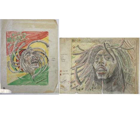 BOB MARLEY RECORD MIRROR COVER ORIGINAL ARTWORK - BUSH HOLLYHEAD. Collection of work from the studio of Bush Hollyhead, an ac