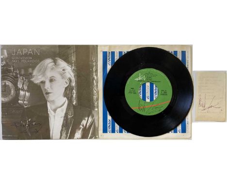 JAPAN / MICK KARN SIGNED ITEMS. Signed items relating to Japan to include: Japan - Gentlemen Take Polaroids (VS 379) signed t
