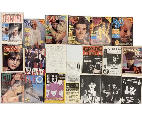 1980S ZINES AND MUSIC MAGAZINES. Magazines and zines, 38 assorted titles to include: What Future? #1, Grinding Halt #4, Artif