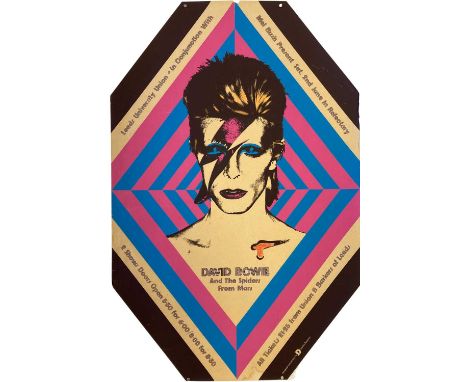 An original poster for an ultimately cancelled David Bowie concert, scheduled for Leeds University on Saturday 2nd June, 1973