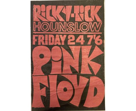 PINK FLOYD RICKY TICK 1967 POSTER. An original poster advertising a performance by Pink Floyd at a Ricky Tick event in Hounsl