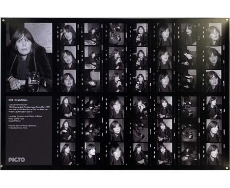 PHILIPPE AULIAC - NICO UNSEEN CONTACT SHEET PRINT. A printed photo-poster, depicting a contact sheet of images taken by photo