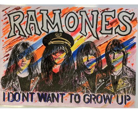 THE RAMONES HAND PAINTED POSTER. A hand painted poster design, signed by artist John Judkins. 22 x 30".