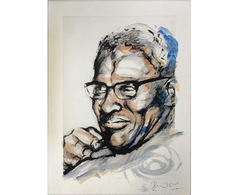 RONNIE WOOD SIGNED PRINT - HOWLIN' WOLF. A limited-edition print of a work by Ronnie Wood, depicting Howlin' Wolf. This examp
