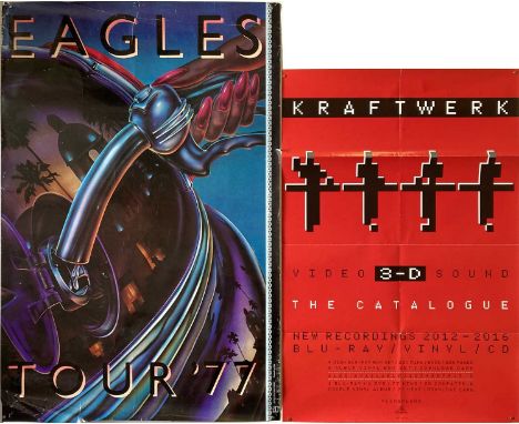 ROCK AND POP POSTERS - KRAFTWERK / EAGLES AND MORE. Six assorted posters: Eagles 1977 tour, Kraftwerk 3D, Cabo Belle concert 