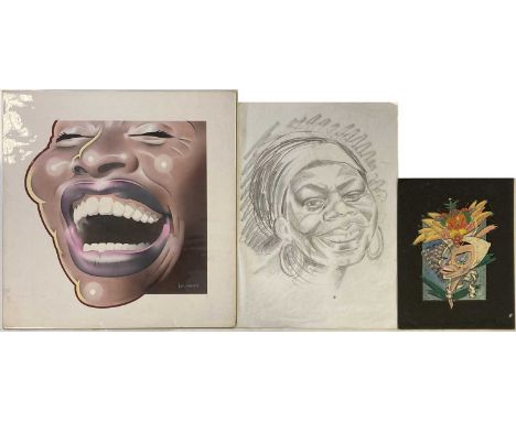BUSH HOLLYHEAD ORIGINAL ARTWORK - FEMALE STARS INC NINA SIMONE.. Collection of work from the studio of Bush Hollyhead, an acc