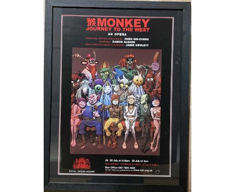 BLUR / GORILLAZ / JAMIE HEWLETT - MONKEY JOURNEY.. ORIGINAL POSTER. A well-framed original poster with design by Jamie Hewlet