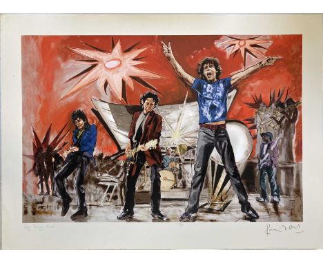RONNIE WOOD SIGNED PRINT - BIG BANG RED. A limited-edition print of a work by Ronnie Wood, titled 'Big Bang Red'. This exampl