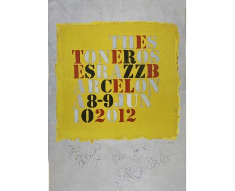 FULLY SIGNED LIMITED EDITION 2012 STONE ROSES POSTER. An original John Squire designed, limited edition, hand-numbered poster