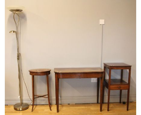 A mahogany hall table, 87 x 72 x 42cm, together with a mahogany jardinière stand, 40 x 71 x 29cm, a Victorian mahogany bedsid