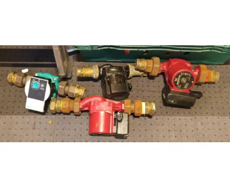Two Grumdfos UPS2 25-80 180, domestic heating system water pumps (only six months of use), together with a Grundfos UPS3 15-5