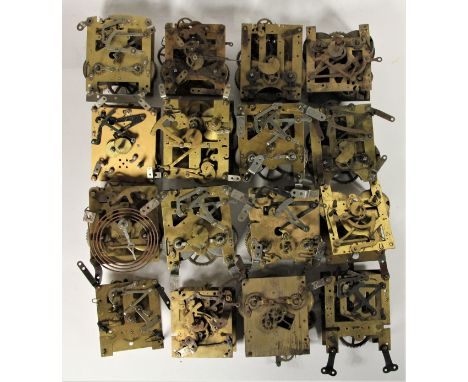 A large collection of mid 20th century and earlier manual wind mantle clock movements, makers to include Enfield, Smiths and 