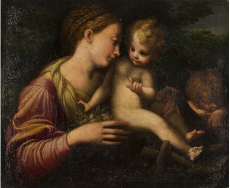 Manner of Girolamo Francesco Maria Mazzola, called Parmigianino (1503-1540) Madonna and Child with St John the Baptist Sleepi