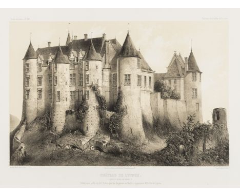 NO RESERVE Architecture.- A mixed group of plates of architectural facades, details, interior designs, and plans, including e
