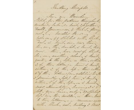 Knitting Recipes.- Euston (Sarah Anne) Knitting Recipes, autograph manuscript, 39pp., loose, browned, original roan wrappers,