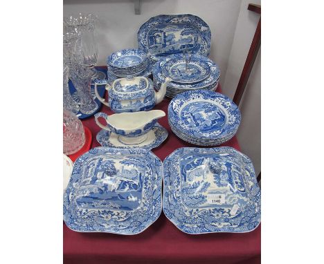 Copeland Italian Spode Tableware, of approximately thirty-three pieces including two tureens, and a tea pot.Gravy boat with s