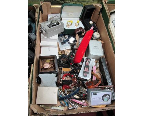 A Large Collection of Costume Watches to include examples from Michael Kors, Sekonda, Casio etc:- One Box