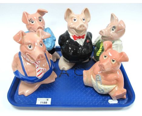 Five Wade Nat West Pig Money Boxes.