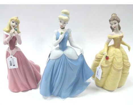 Nao Disney Collection Cinderella, Belle and Sleeping Beauty, tallest 28cm high. (3)