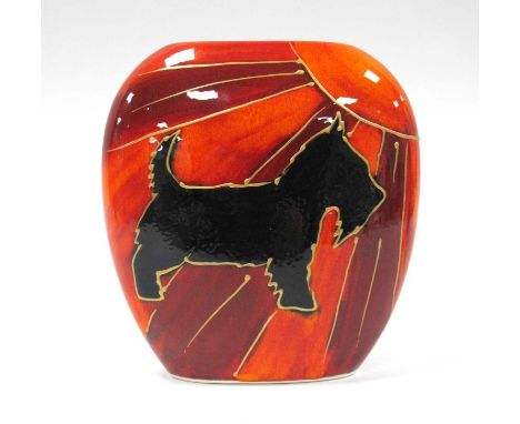 Anita Harris 'Deco Dog' (Scottie Dog) Purse Vase, gold signed, 12.5cm high.