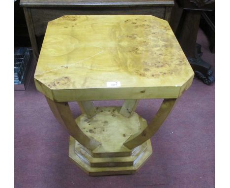 An Art Deco Style Lamp Table, with octagonal shaped top and shaped support on stepped base, 55cm high, 49cm wide.