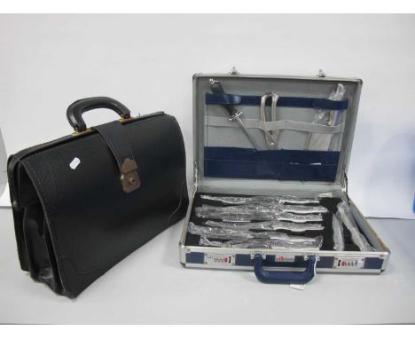 Ultimate Chef Knife Collection in carry case black briefcase.