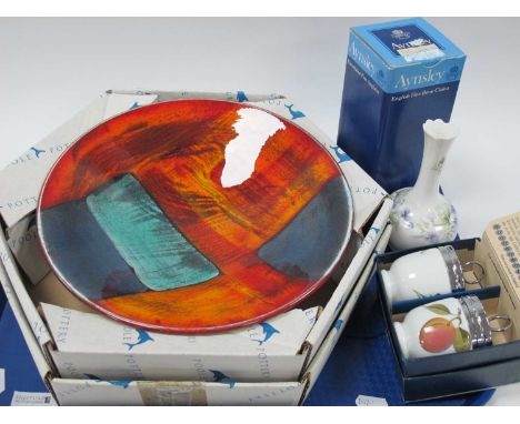 Poole Gemstones Design Bowl, 26cms diameter (boxed), Aynsley bud vase, Wedgwood trinket dish, Worcester egg coddlers:- One tr
