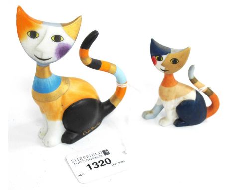 R. Wachtmeister for Goebel, Pottery Cats 'Claudia' 10cms tall and 'Franco'. (2)