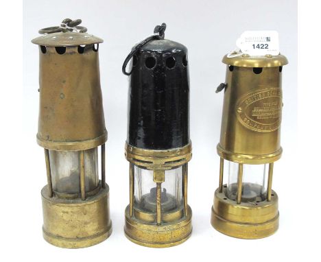 Miners Lamp with stamped number 488, Brass British Coal Mining Aberman Colliery Senal number 37366, together with one other B