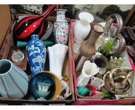 A Collection of Various Glass and Ceramic items to include Aynsley Vase, Jasperware Vase, Palmistry Hand, various glass vases