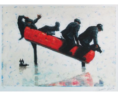 ALEXANDER MILLAR, 'Cowboys' giclee lithograph, 48cm x 60cm, signed, framed. 