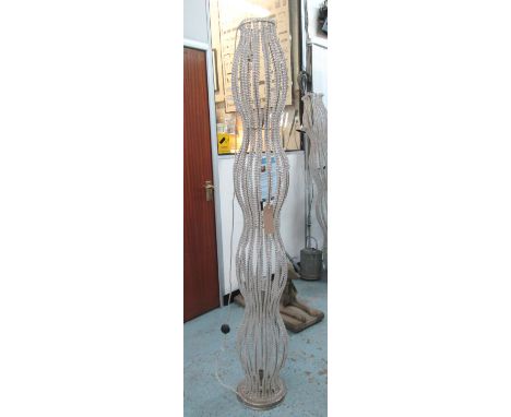 STANDING FLOOR LAMP, wave form with crystal beads, 185cm H.