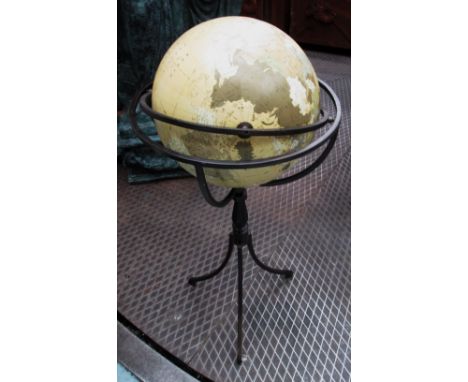 GLOBE, floor standing on a tripod metal frame, 78cm H.